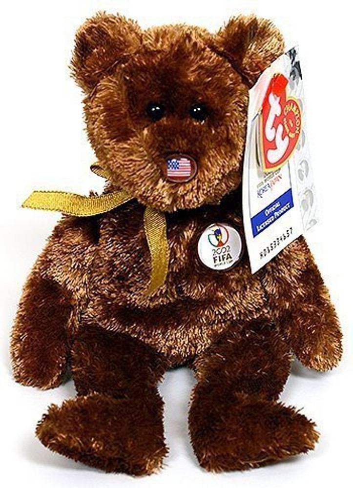 TY Beanie Baby Champion Bear Usa 2002 Fifa World Cup Soccer 1.6