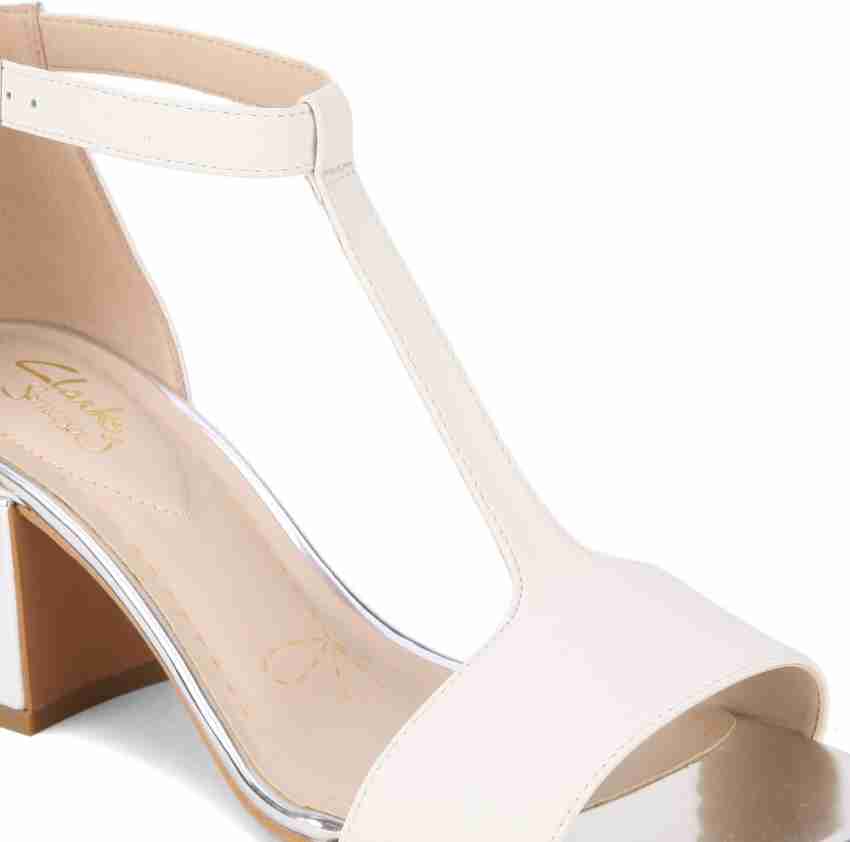 Clarks white shop heels