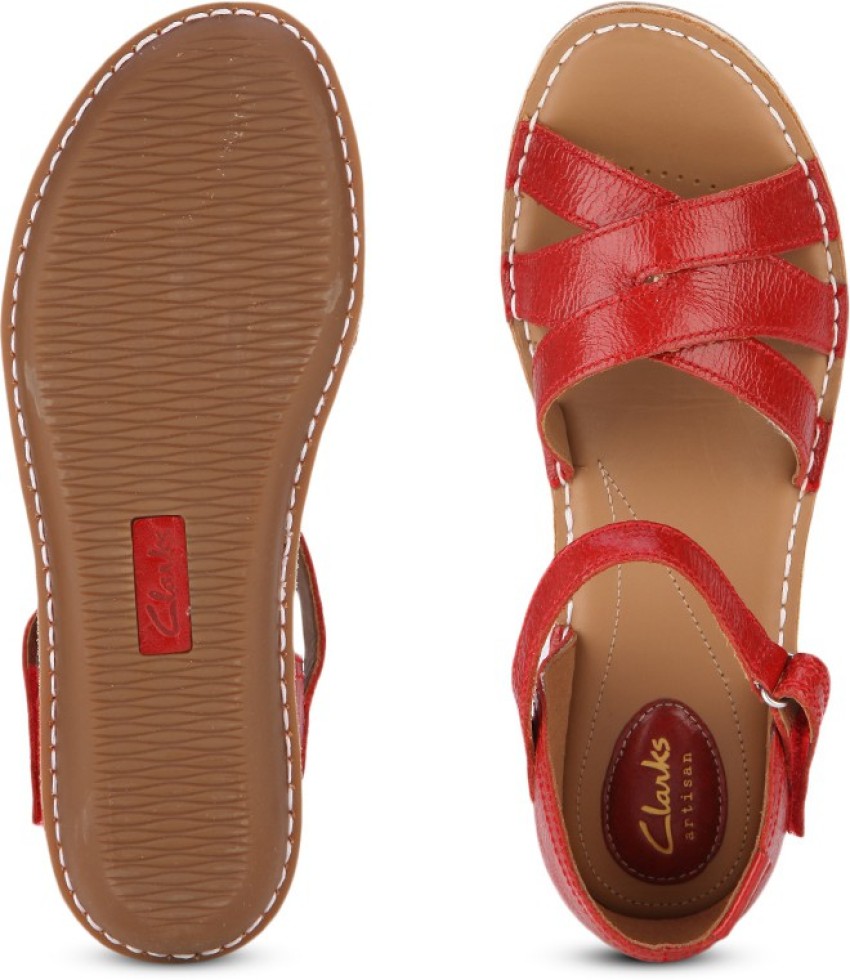 CLARKS Tustin Sahara Red Leather Women Red Flats Buy Red Leather