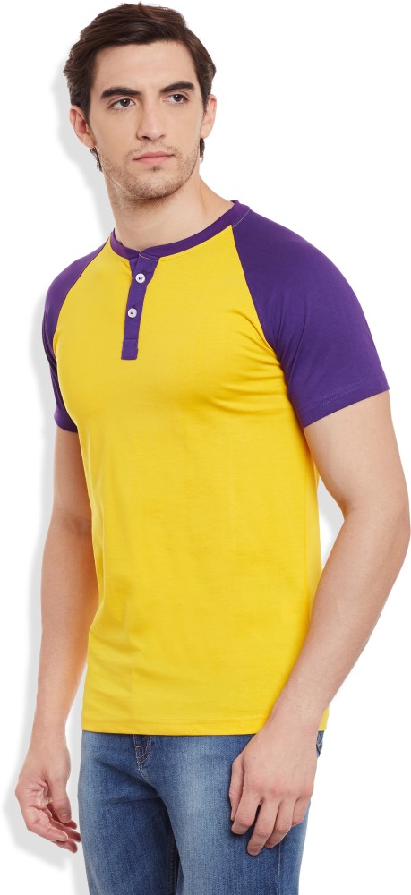 purple and yellow t shirt