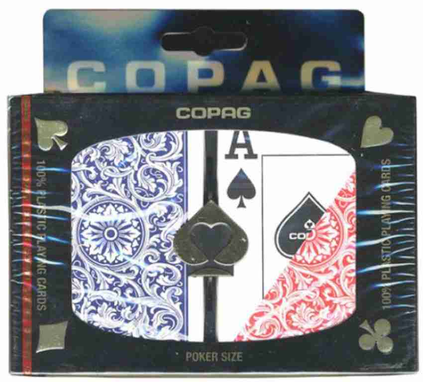 Copag Legacy Series 100% Plastic Playing Cards - Narrow Size (Bridge)  Regular Index Red/Blue Double Deck Set