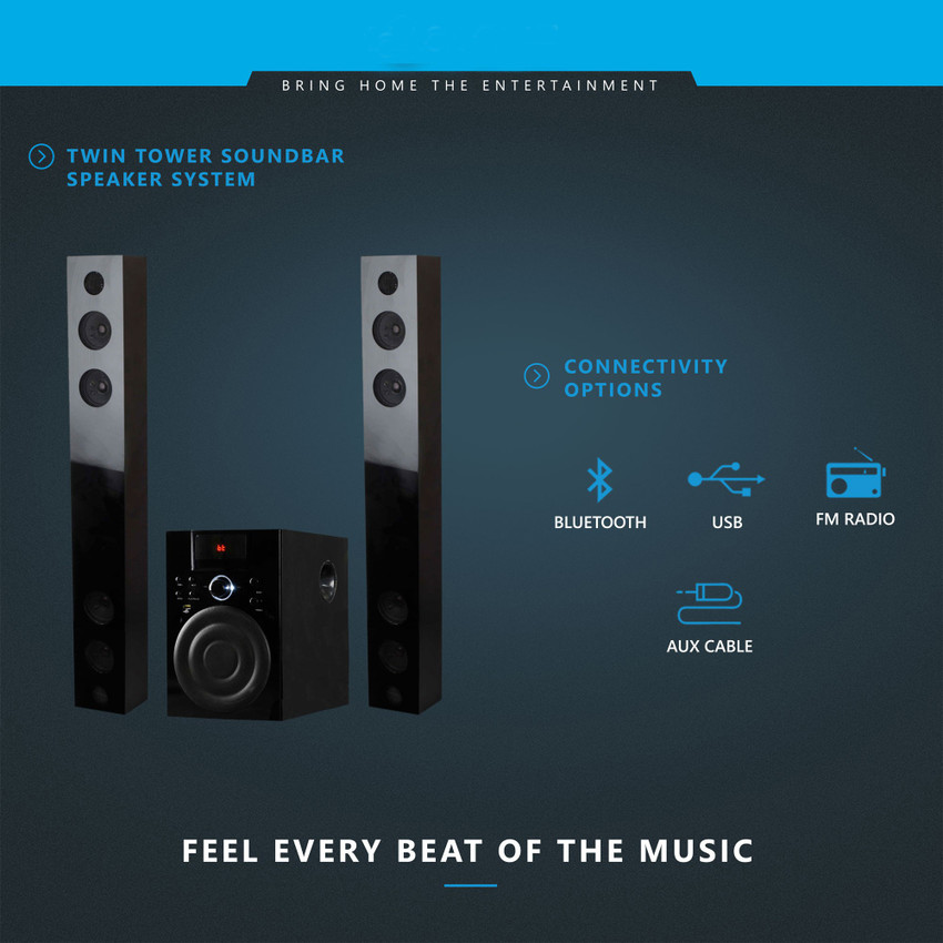 Soundbar with shop tower speakers