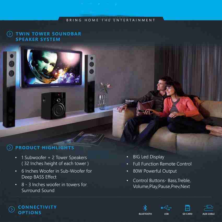 Soundbar with cheap tower speakers