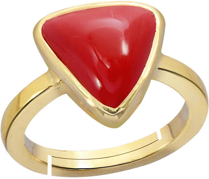GEMORIO Trikona Coral Moonga 7.5cts or 8.25ratti Panchdhatu For