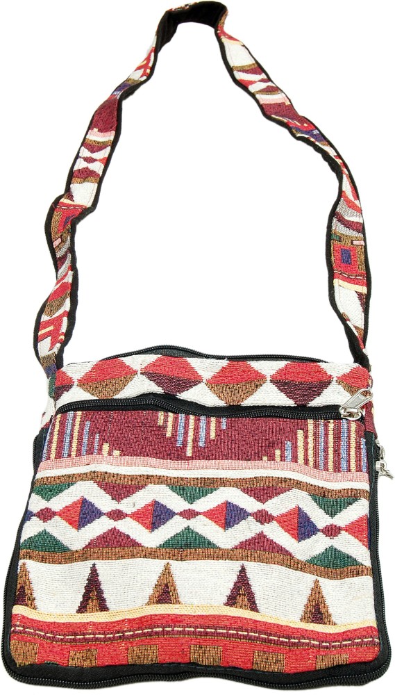 Geometric Pattern Sling Bag, Multi Zipper Crossbody Bag, Casual