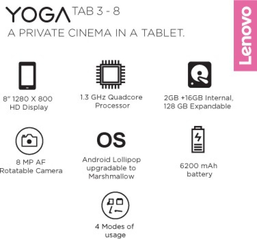 Lenovo yoga tab 3 8 inch 2gb on sale ram