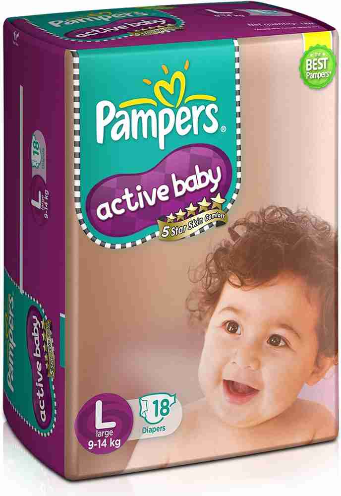 Pampers Active Baby L Buy 18 Pampers Tape Diapers Flipkart