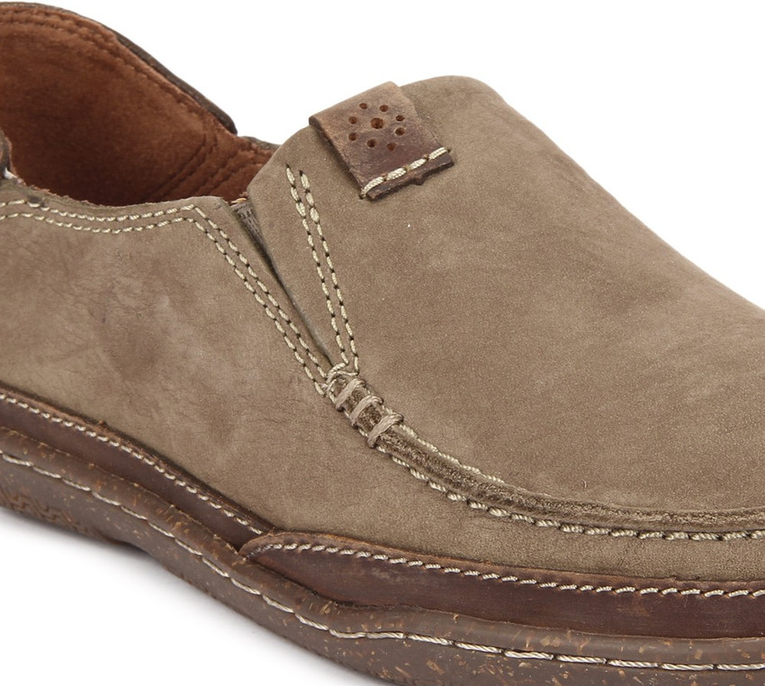CLARKS TRAPELL FORM OLIVE NUBUCK Loafers For Men Buy Green Color