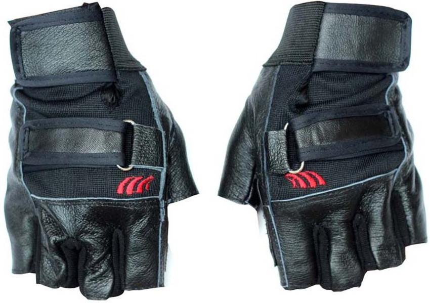 bikeStuff Faux Leather Fingerless Motorcycle Riding Gloves Riding