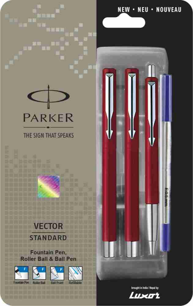 PARKER vector standard fountain + roller + ball pen Pen Gift Set - Buy PARKER  vector standard fountain + roller + ball pen Pen Gift Set - Pen Gift Set  Online at