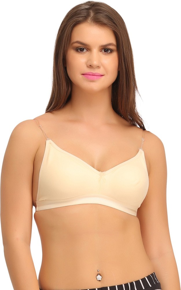 Clovia Cotton Rich Non-Wired T-Shirt Bra With Transparent Multiway