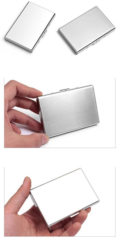 Pocket Stainless Steel & Metal Business Card Holder Case ID Credit Wallet  Silver
