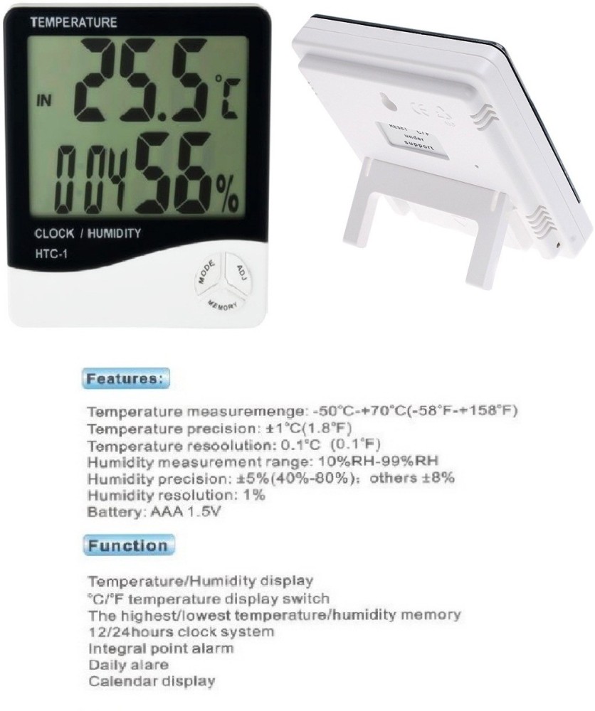 FreshDcart Measurement Room Temperature Device Meter Humidity Monitor HTC-1  Incubator with Rest Stand and Accurate