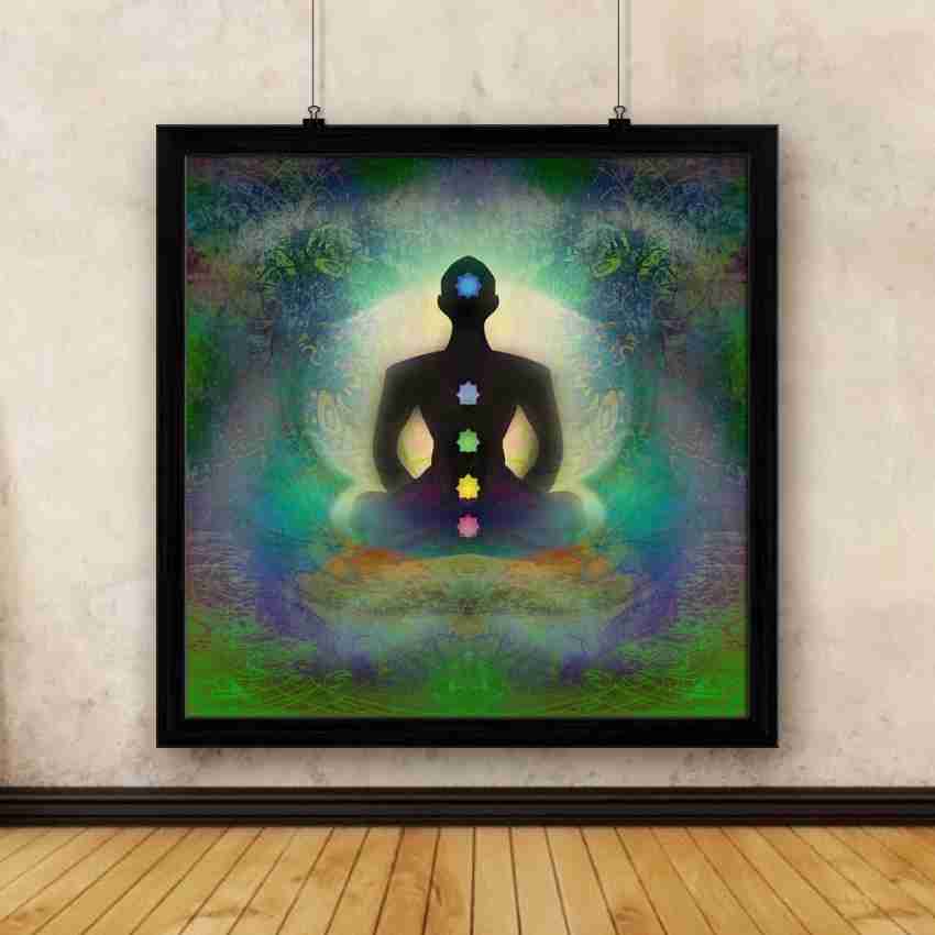 Artzfolio Yoga Lotus Pose Framed Wall Art Print Canvas 16 inch x