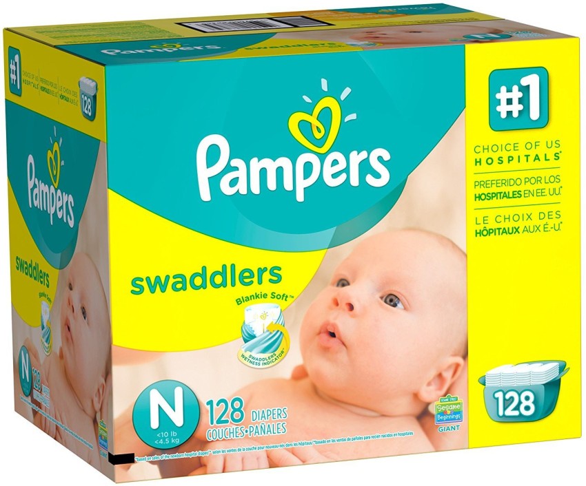  Pampers Swaddlers Diapers, Newborn (Up to 10 lbs.), 20 Count :  Baby