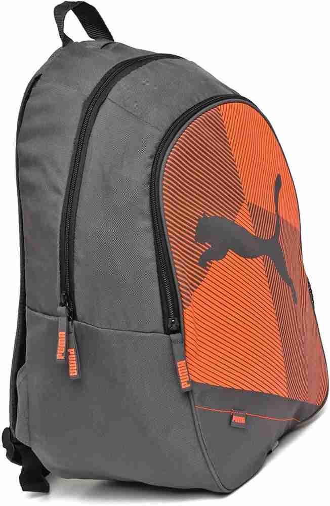 Puma unisex echo plus deals grey & orange backpack