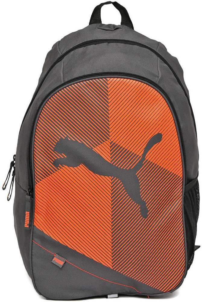 Puma unisex echo plus deals grey & orange backpack