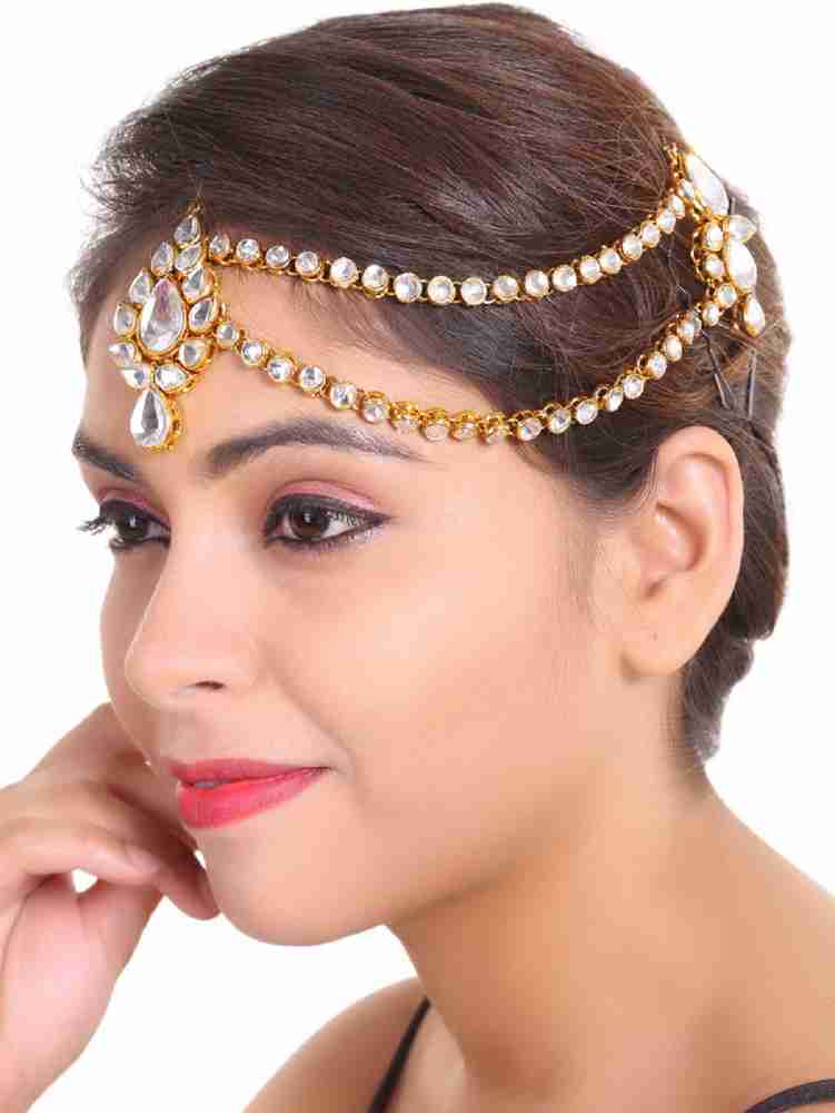 Sanjog Wedding Kundan Stone Rich Looking Half Matha Patti Maang