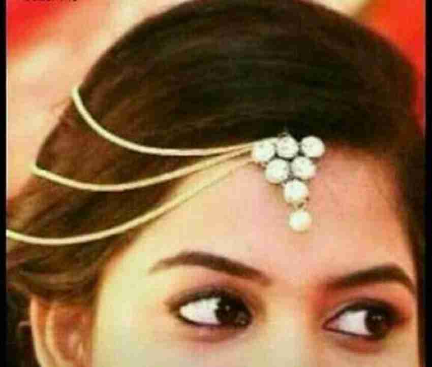 Sanjog Statement Gold Plated Half Matha Patti Maang Tikka For Women Girls Hair Chain Price in India Buy Sanjog Statement Gold Plated Half Matha Patti Maang Tikka For Women