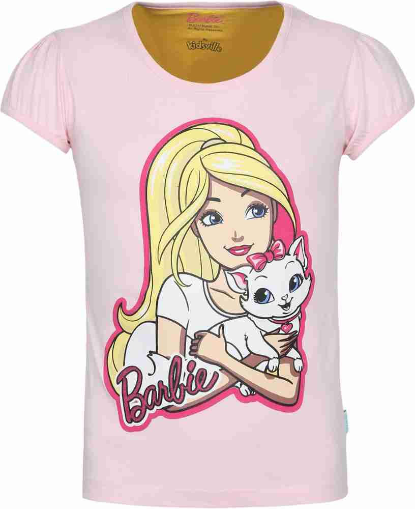 BARBIE Girls Graphic Print Cotton Blend T Shirt Flipkart