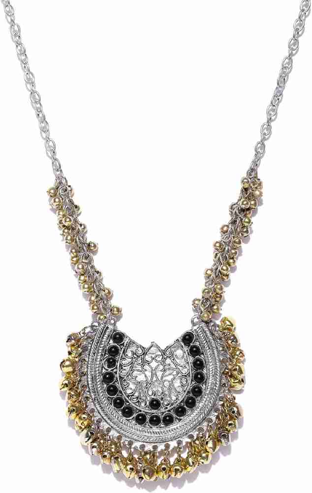 Infuzze Infuzze Oxidised Silver Gold Toned Ghungroo Matinee
