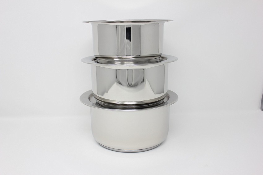 Prabha Heavy Gauge Stainless Steel Milk Pot Milk Boiler, Encapsulated Base  1.8L and 14cm Diameter Pot 1.8 L with Glass Lid (Silver)