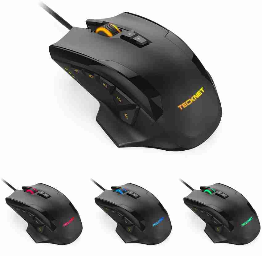 TECKNET M009 Hypertrack 16400dpi, 6 Adjustable Weight, Customizable Color  Wired Laser Gaming Mouse - TECKNET 