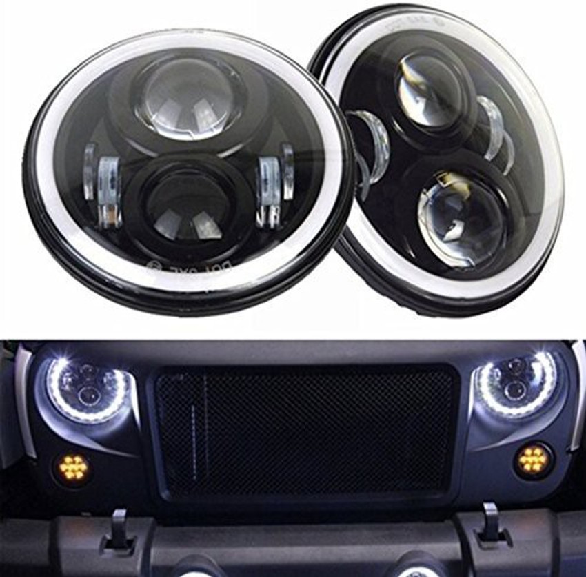 AutoSun 7 Inch Round LED Headlights Stylish Halo Angle Eyes For