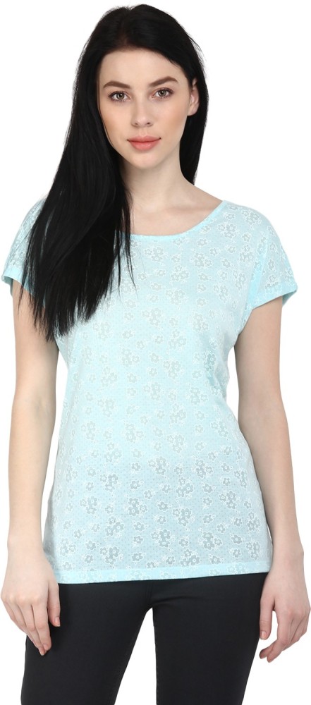 Buy Honey By Pantaloons Women Teal Floral Printed T Shirt - Tshirts for  Women 18806808