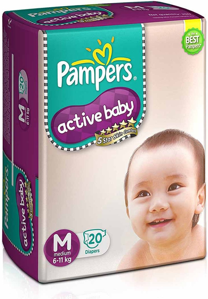 Pampers active best sale baby diapers medium