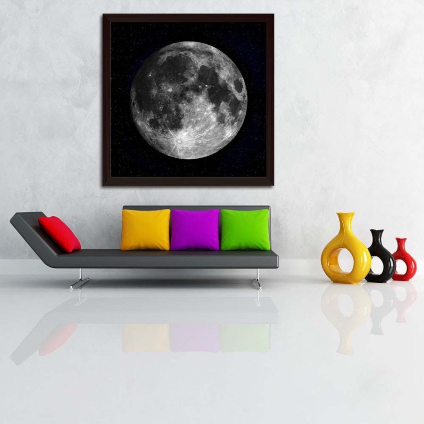 Original Full Moon Circle Canvas Painting Art Universe