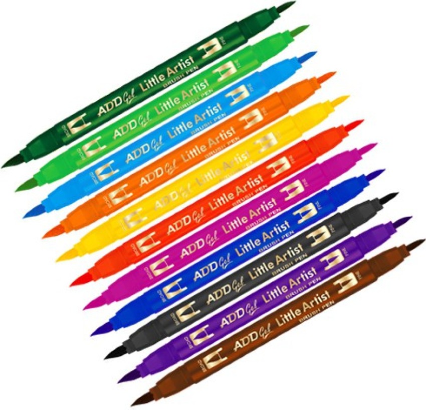 Add Gel Calligraphy Colouring Pen - Twin Tip Brush 12 Pen Set