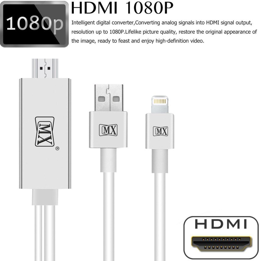 Lightning to HDMI Cable Adapter Compatible for iPhone iPad to TV, 6.5ft  Apple MFi Certified Lightning Digital AV Adapter 1080p HDTV Connector Cable  