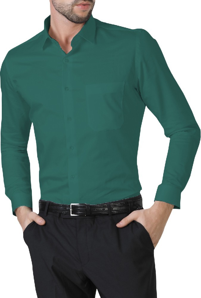 Buy JOHN LOUIS Men Solid Formal Green Shirt Online at Best