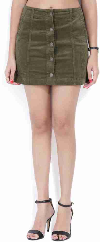 FOREVER 21 Solid Women A line Dark Green Skirt Buy OLIVE FOREVER 21 Solid Women A line Dark Green Skirt Online at Best Prices in India Flipkart