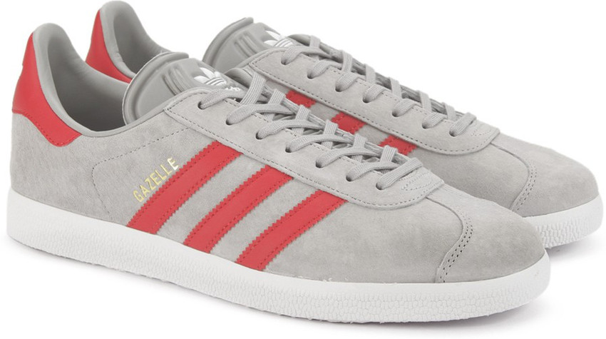 Adidas gazelle mens grey and red hot sale