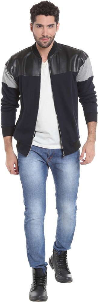 Buy Campus Sutra Men Black Solid Varsity Jacket - Jackets for Men 2056288