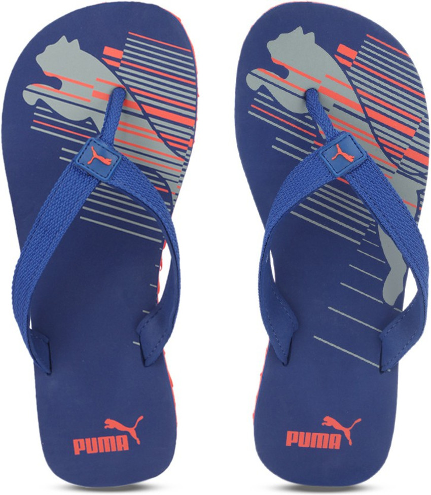 Puma red blue flip flops cheap