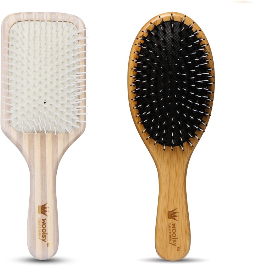 Natural Bamboo Paddle Boar Bristle Hair Brush – pureGLO Naturals