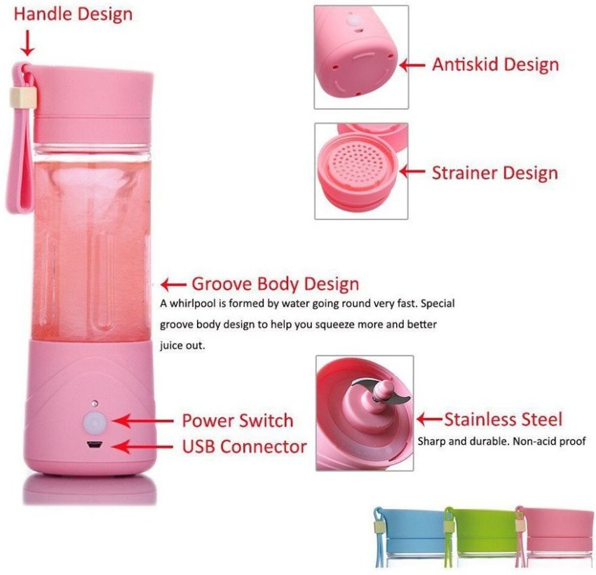 Rechargeable Protein Shaker Bottle Self Mixing (BLUE) OR (PINK)