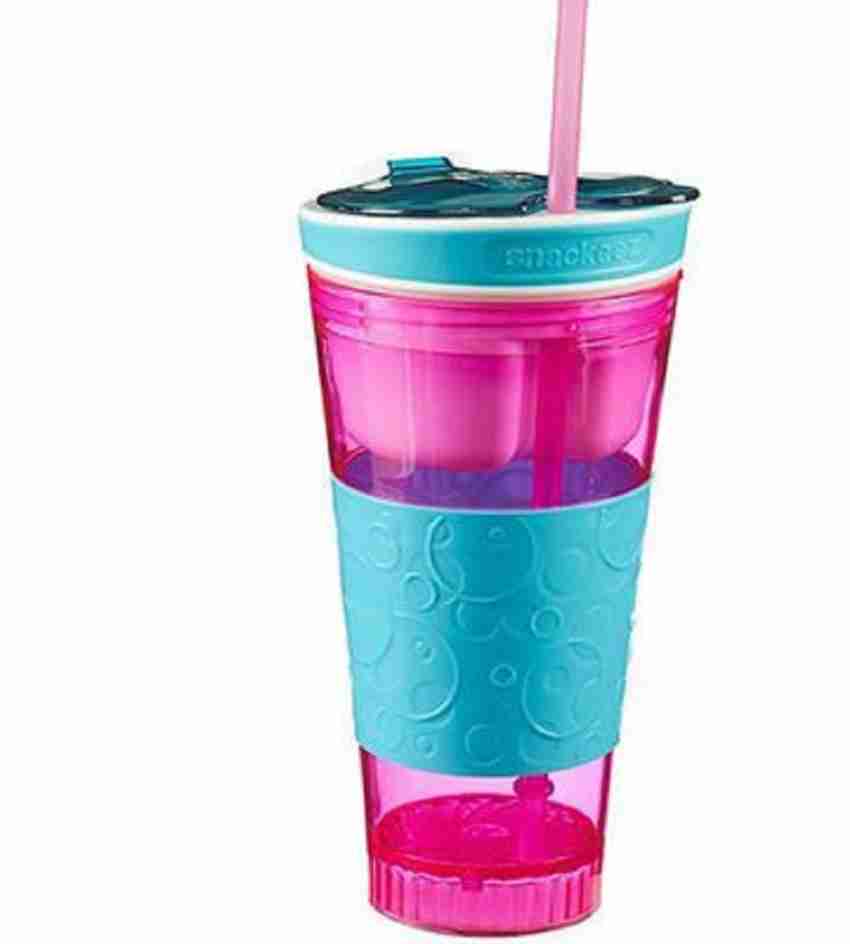 Snackeez Plastic 2 in 1 Snack & Drink Cup - 2 pack (Pink/Blue) 