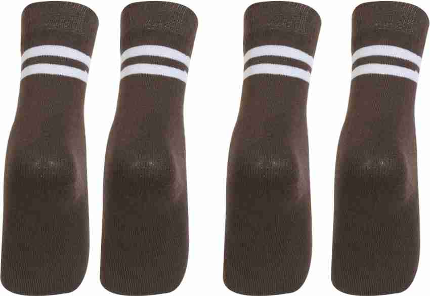 Brown/White Striped Socks - Adult or Child - Brown/White - Women (6-10)