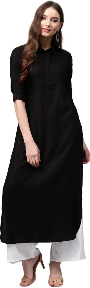 LIBAS Women Solid Pathani Kurta Buy Black LIBAS Women Solid