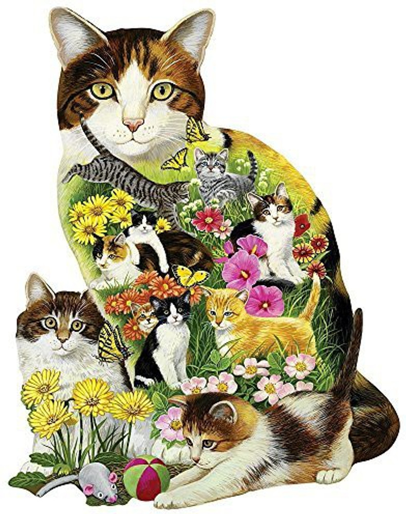 Bits and Pieces Shaped Jigsaw Puzzle For Adults Calico Cat