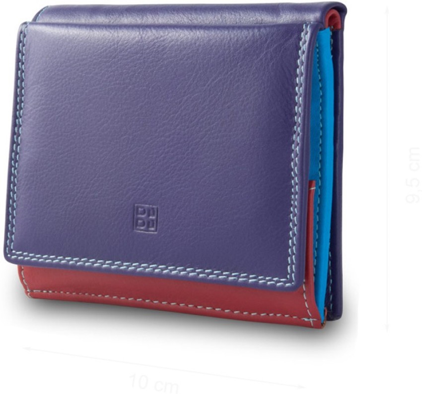 DuDu Leather classic multi color wallet with coin purse and inside flap -  Blue
