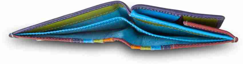 DuDu Leather classic multi color wallet with coin purse and inside flap -  Blue