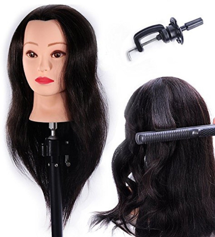 Hair Styling Practice Doll Head Training Mannequin Clamp Afro Black Skin