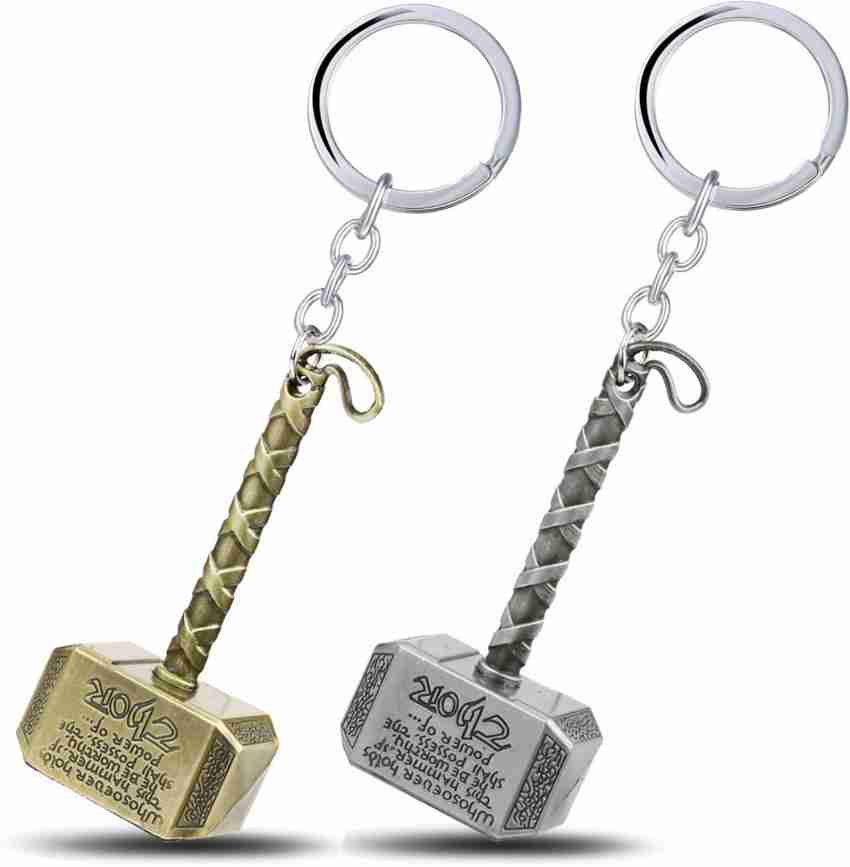 IM Thor Hammer KeyChain Thor Metal KeyRing Thor Golden