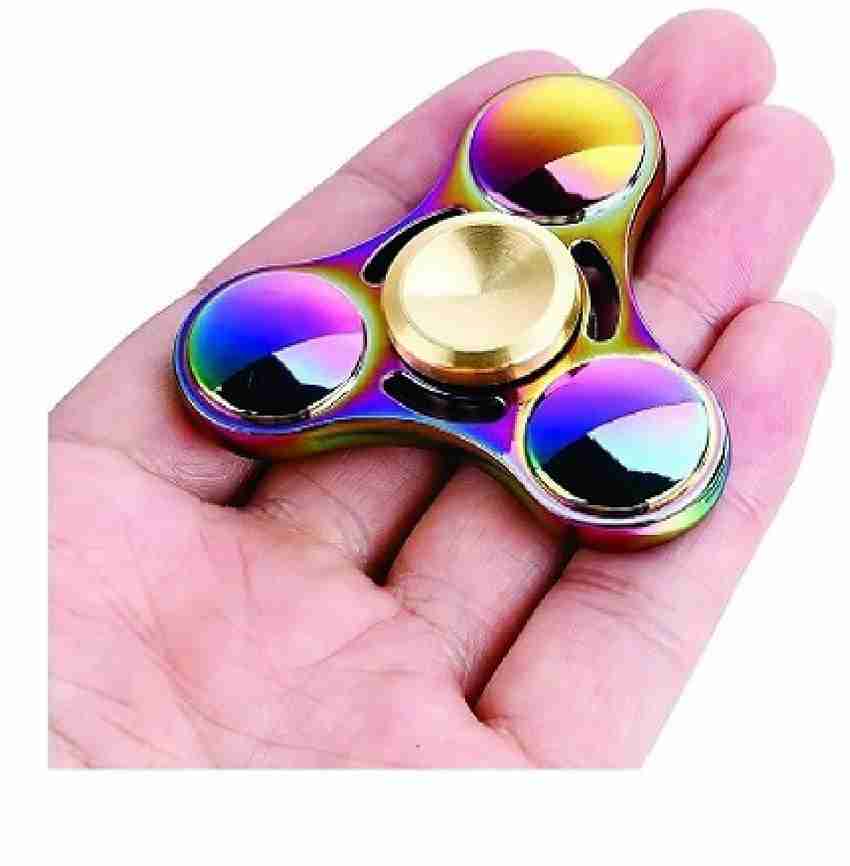 PREMSONS Fidget Spinner Professional Quality Bearing Amazing Spin Time Guaranteed 7 Mins Premium Quality Material Best Value for Money Tri Spinner Ultra Speed Hand Spin Toy Metallic Rainbow Fidget Spi...