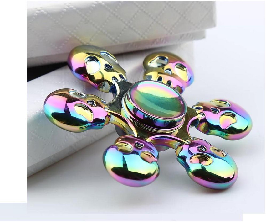 Rainbow skull fidget sales spinner